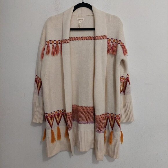 Matilda Jane Gingersnap Open Cardigan Sweater Cream Orange Gold Fringe Size XS - Picture 1 of 10